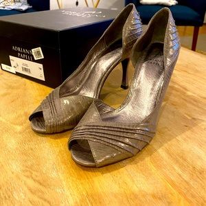 Adrianna Papell Gunmetal Peep-toe Pumps